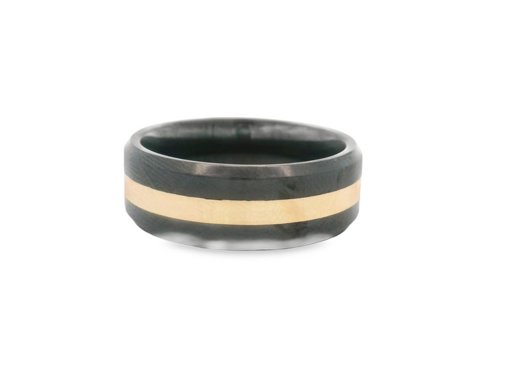 Black Cobalt & Yellow Gold Wedding Band