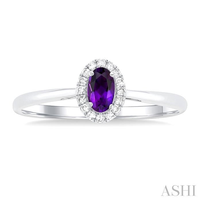 Oval Shape Amethyst & Halo Diamond Ring