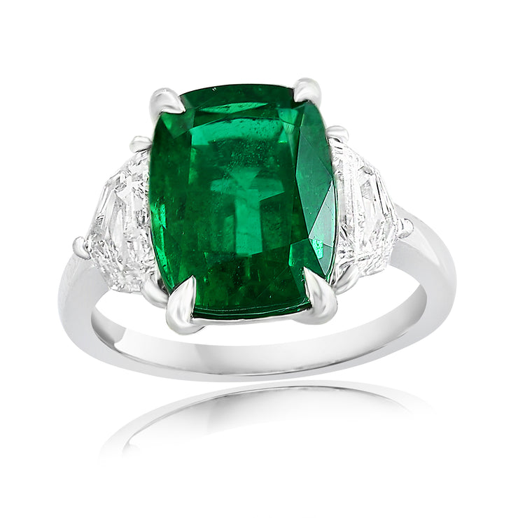 EMERALD & DIAMOND THREE STONE RING