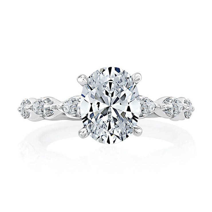 A. JAFFE - Four Prong Oval Center Diamond Engagement Ring