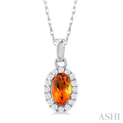 Oval Shape Citrine & Halo Diamond Pendant