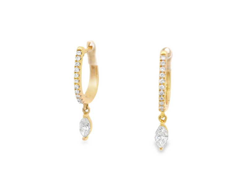 Marquise Diamond Dangle Hoop Earrings