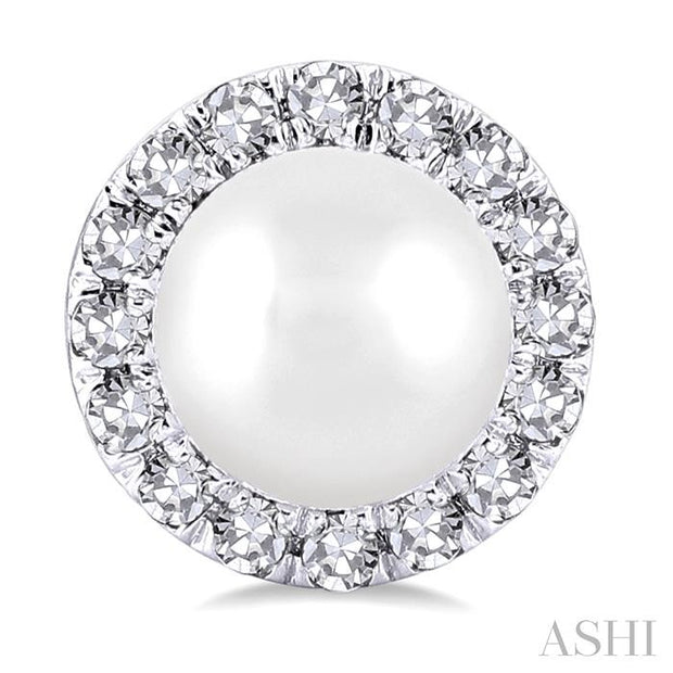 Pearl & Halo Diamond Stud Earrings