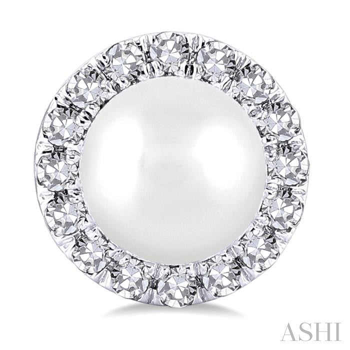 Pearl & Halo Diamond Stud Earrings