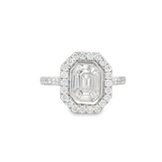 EMERALD SHAPE CLUSTER DIAMOND RING