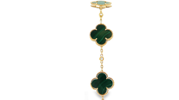 CLOVER MALACHITE AND DIAMOND BRACELET