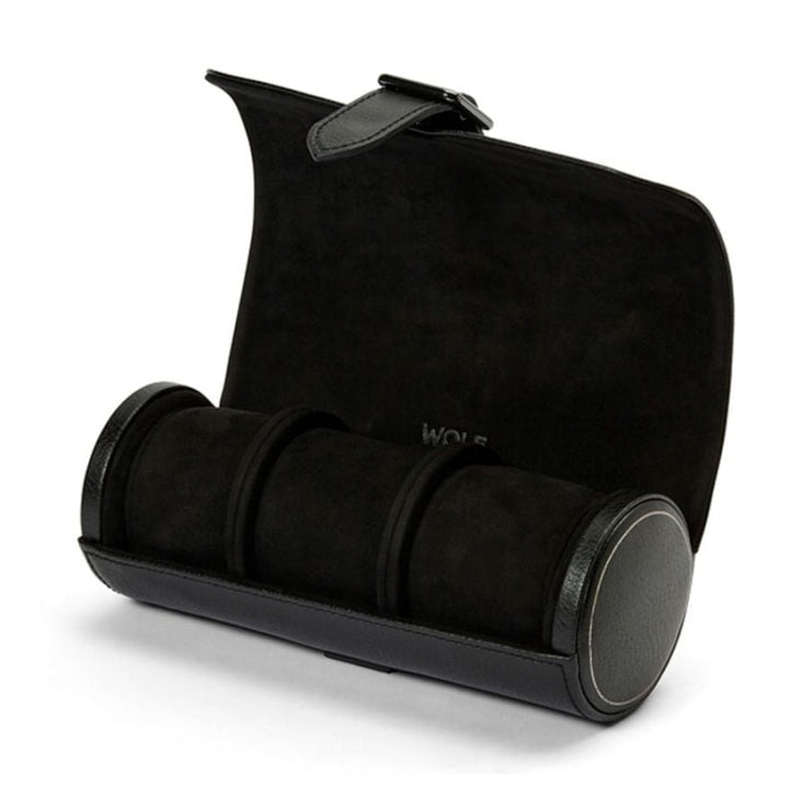 Wolf - British Racing Triple Watch Roll - Black