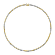 Alternating Diamond And Gold Link Ribbed Necklace