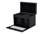 Wolf - British Racing Double Watch Winder With Storage - Black