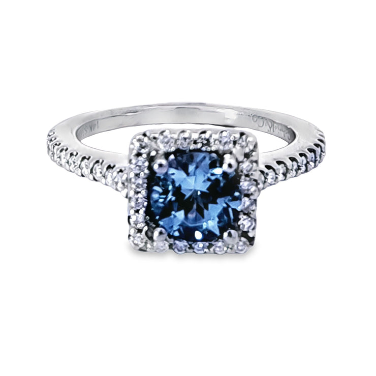 AQUAMARINE & DIAMOND RING