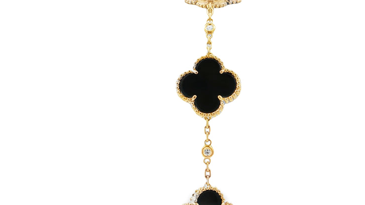 CLOVER ONYX AND DIAMOND BRACELET