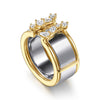 Alloy Yellow Plated Cubic Zirconia Marquise Open Smart Ring Enhancer With 8=0.55ctw Various Shape CZ's