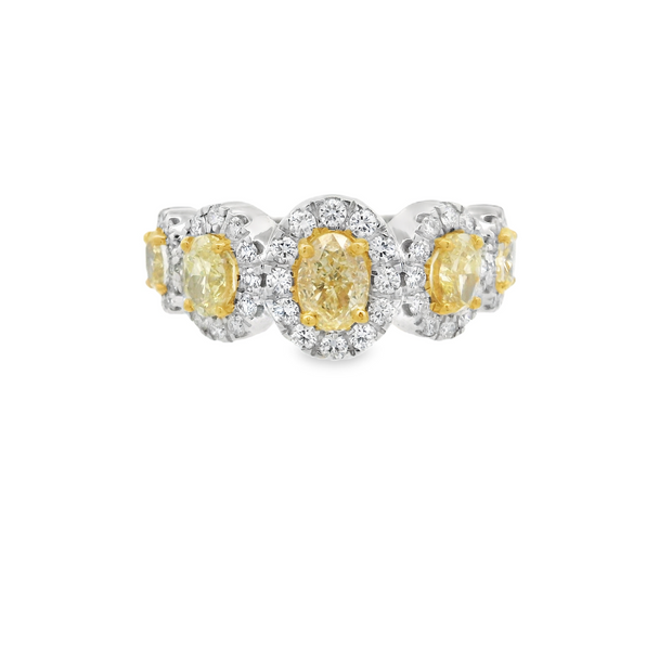 Yellow Diamond 5 Stone Halo Band