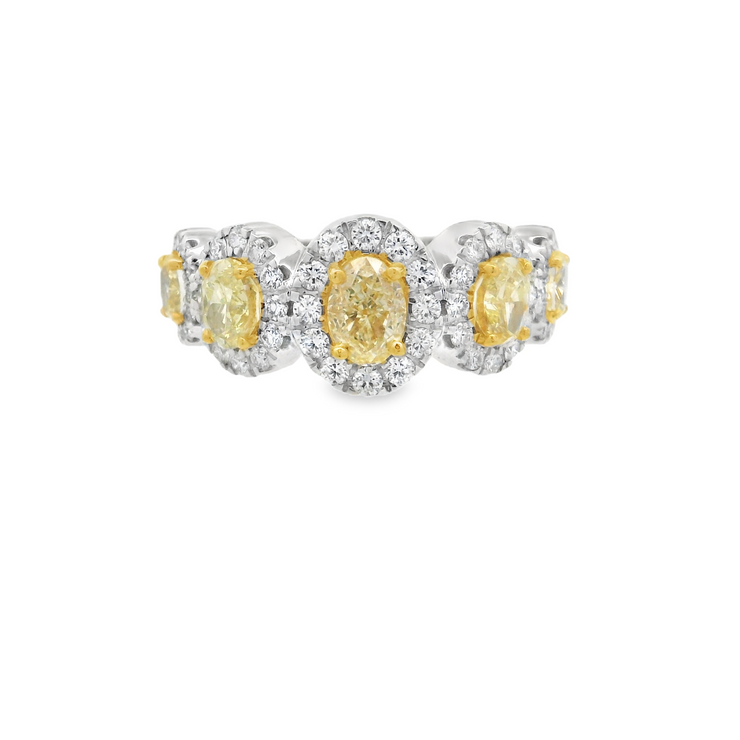 Yellow Diamond 5 Stone Halo Band