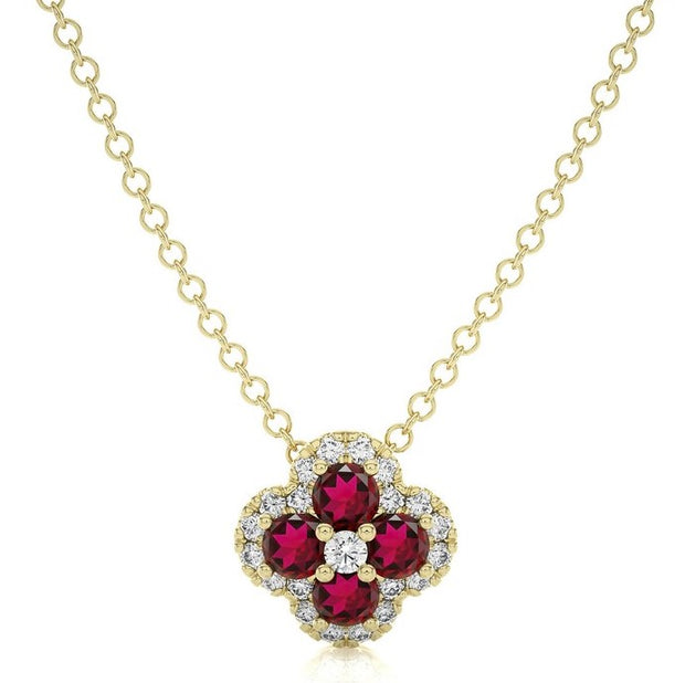 Ruby & Diamond Clover Pendant