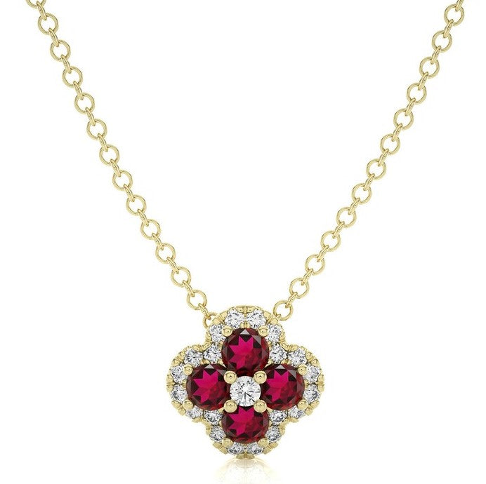 Ruby & Diamond Clover Pendant