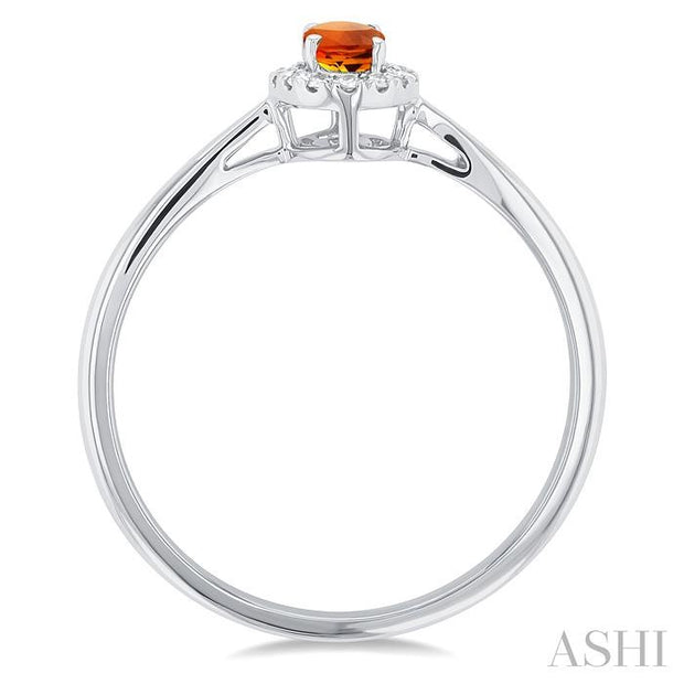Oval Shape Citrine & Halo Diamond Ring
