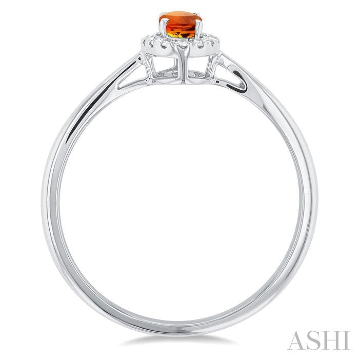 Oval Shape Citrine & Halo Diamond Ring