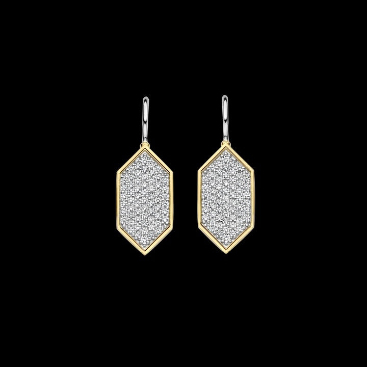 TI SENTO – CUBIC ZIRCONIA HEXAGON EARRINGS