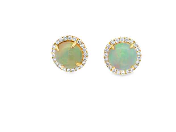 OPAL DIAMOND HALO STUD EARRINGS