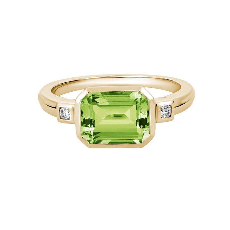 PERIDOT & DIAMOND 3 STONE RING