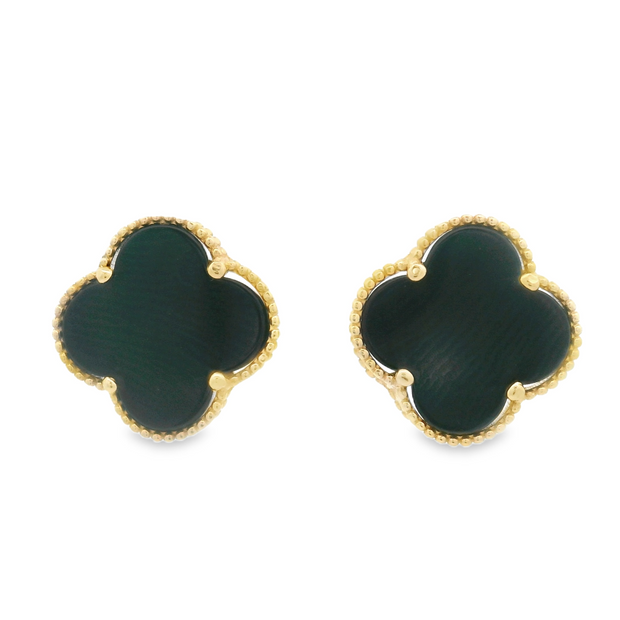 Black Onyx Clover Earrings