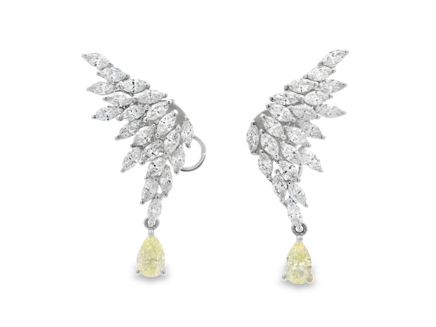 Diamond Feather Earrings