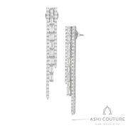 Couture Baguette & Round 3-Row Graduating Stud Fashion Earrings