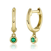 SHY CREATION - EMERALD DANGLE HUGGIE HOOP EARRINGS