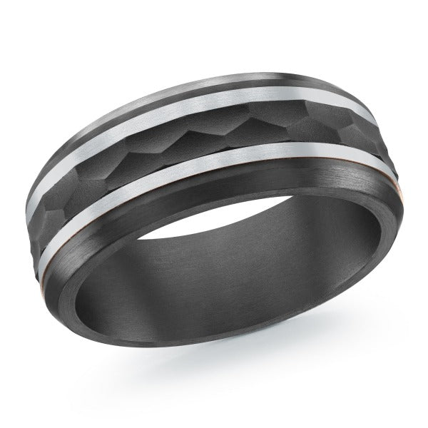 BLACK ZIRCONIUM, GOLD & CARBON FIBER MARDINI WEDDING BAND