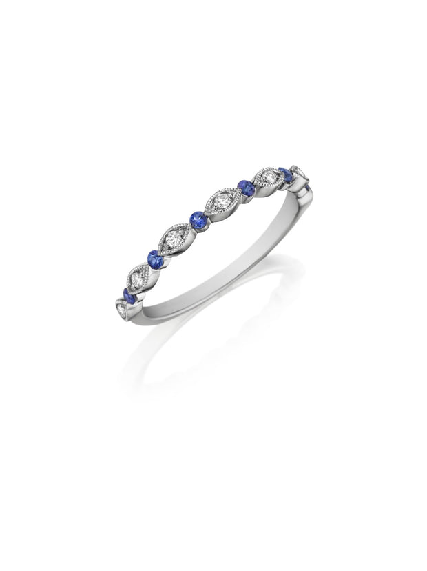 HENRI DAUSSI - DIAMOND & SAPPHIRE WEDDING BAND