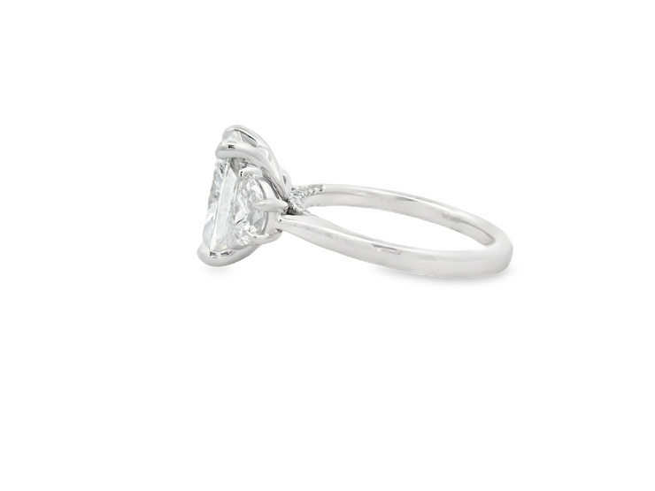 Diamond 3 Stone Ring - 4 Ct Cushion Center