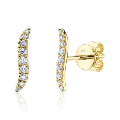 Shy Creation - Tapered Ends Diamond Bar Post Earrings