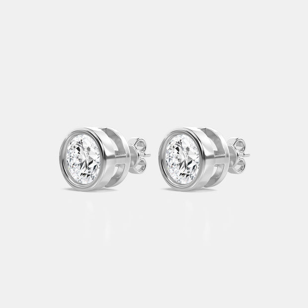 Bezel Set Diamond Stud Earrings