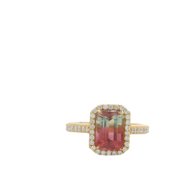 Watermelon Tourmaline & Diamond Ring