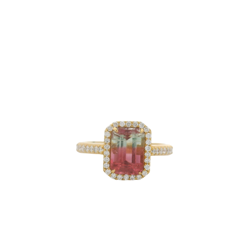 Watermelon Tourmaline & Diamond Ring