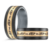 BLACK CARBON FIBER, GOLD & TANTALUM MARDINI WEDDING BAND