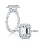 A. JAFFE - Emerald Cut Halo Engagement Ring