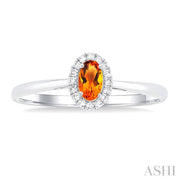 Oval Shape Citrine & Halo Diamond Ring
