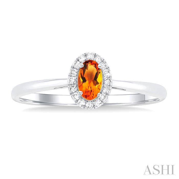 Oval Shape Citrine & Halo Diamond Ring