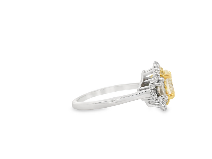 Yellow & White Diamond 3 Stone Ring