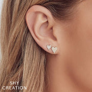 SHY CREATION - DIAMOND HEART STUD EARRINGS