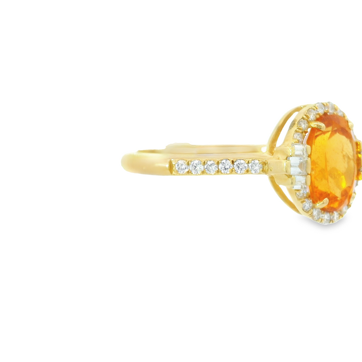 ORANGE GARNET & DIAMOND RING