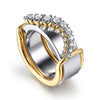 Alloy Yellow Plated Graduating Cubic Zirconia Clover Smart Ring Enhancer With 15=0.50ctw Round CZ's