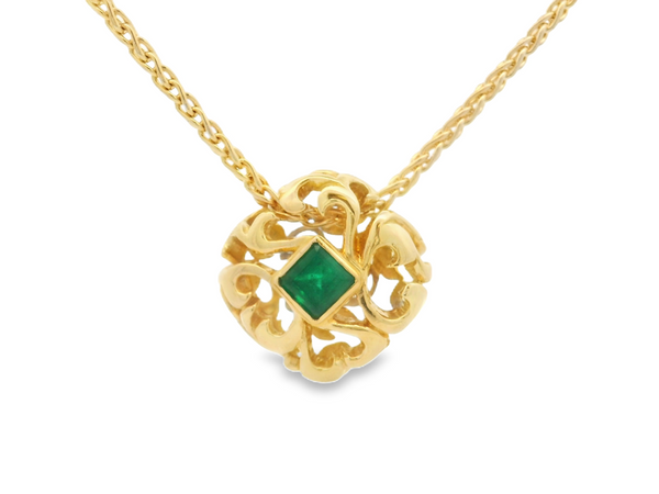 Yellow Gold Vintage Emerald Pendant