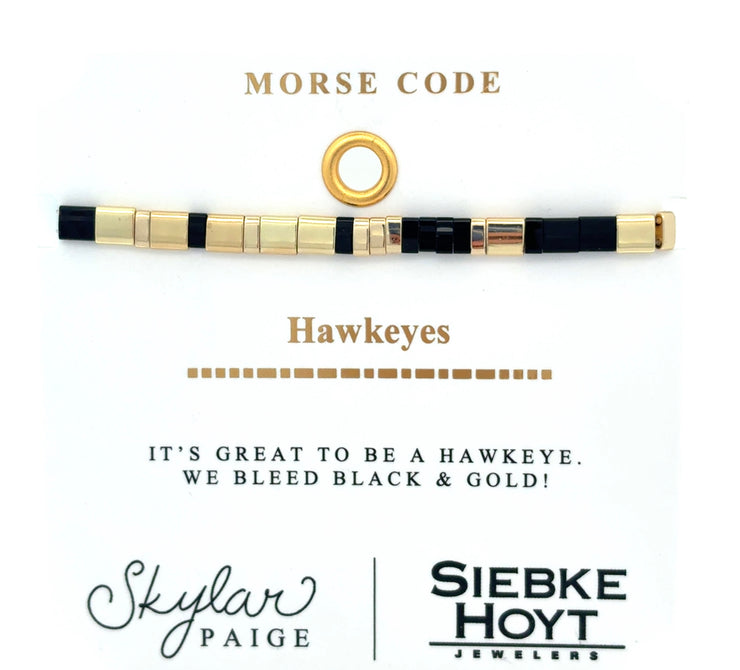 Iowa Hawkeye Morse Code Stretch Bracelet - Siebke Hoyt Exclusive!