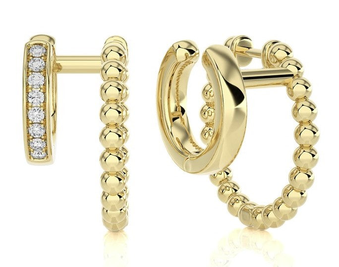 Double Hoop Diamond Hoop Earrings
