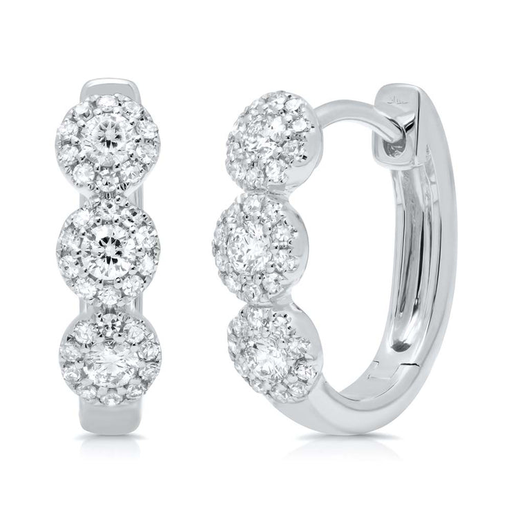 SHY CREATION - HALO DIAMOND HUGGIE HOOP EARRINGS