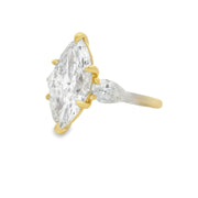 MARQUISE & PEAR 3 STONE DIAMOND RING - 6 CT