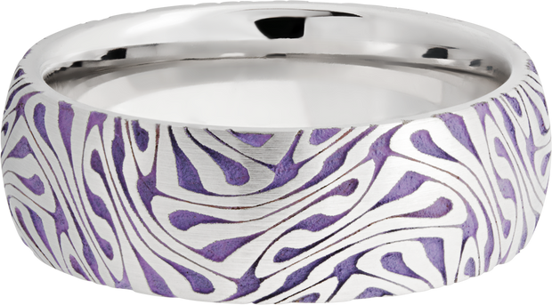 Cobalt chrome 8mm domed band with a laser-carved escher pattern featuring Bright Purple Cerakote in the recessed pattern